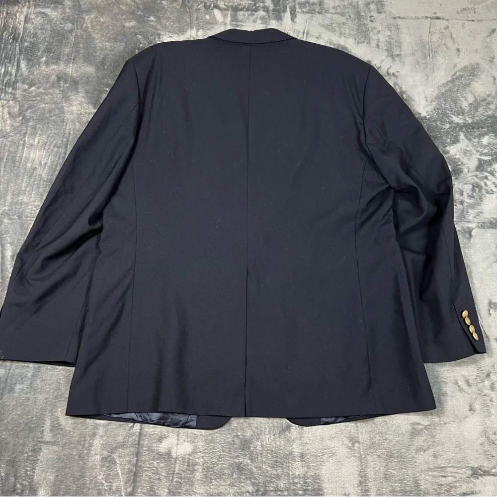 Chaps Ralph Lauren Navy Blue Gold Vintage Sport Coat Blazer Jacket 46R‎ Wool